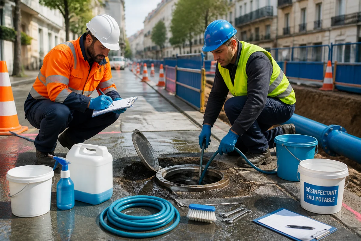 désinfection canalisation eau potable suite travaux